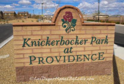 Las Vegas Neighborhood Providence Knickerbocker Park Sign